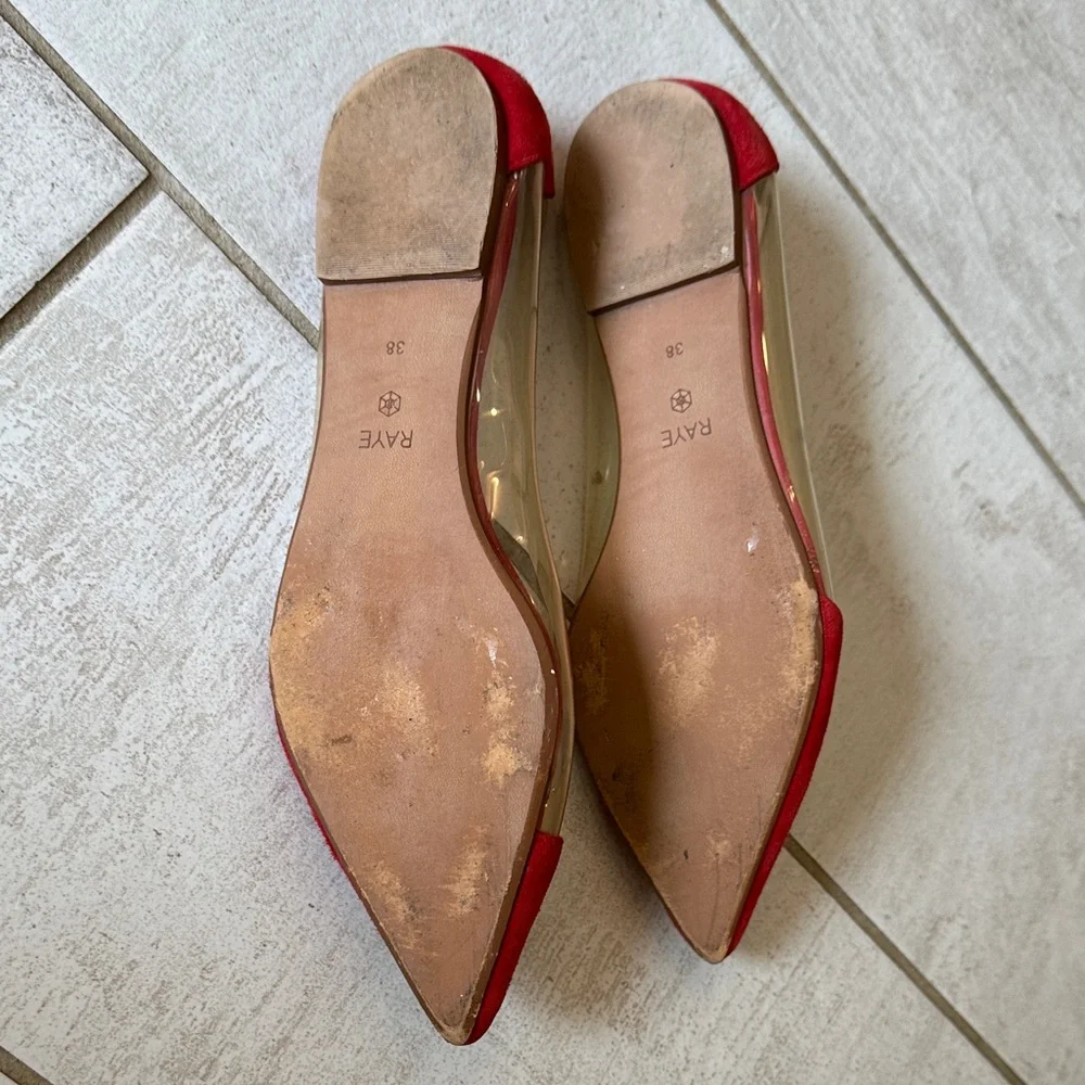 RAYE Red Suede Pointed Flats - Picture 5 of 8